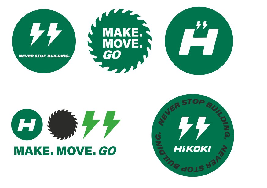 Pictogrammes et badges de marque Metabo « Make. Move. Go »
