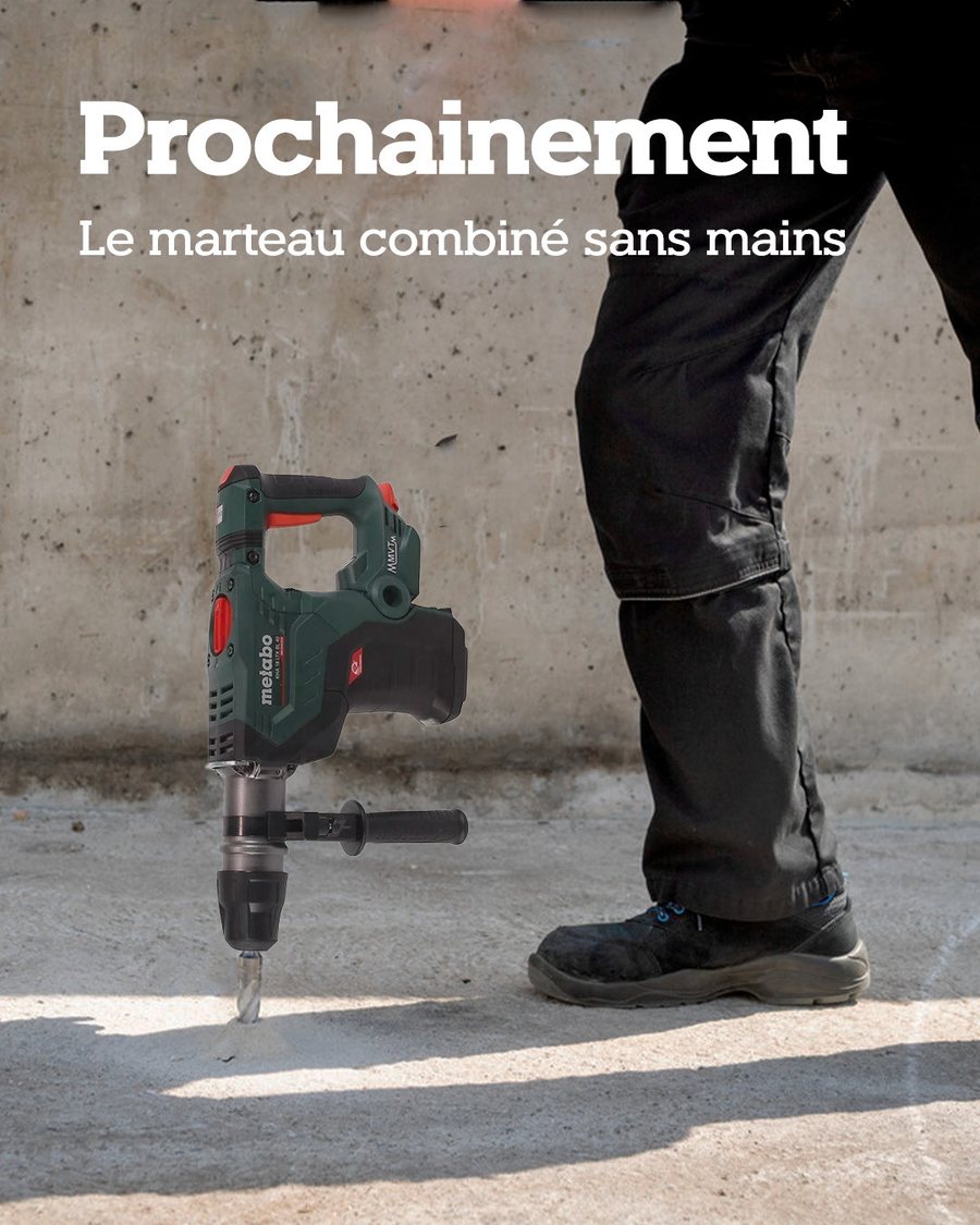 Post Metabo — teasing « Prochainement : le marteau combiné sans mains »